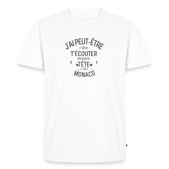 Dans ma Tête je suis à Monaco - T-shirt Premium bio Homme - blanc - Devant - Nico (187cm)