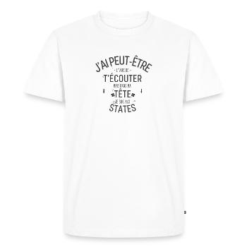 Dans ma Tête je suis Aux states - T-shirt Premium bio Homme - blanc - Devant - Nico (187cm)