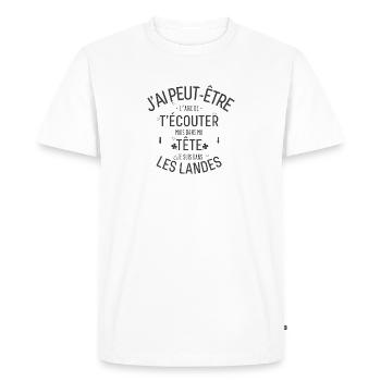 Dans ma Tête je suis Dans les Landes - T-shirt Premium bio Homme - blanc - Devant - Nico (187cm)
