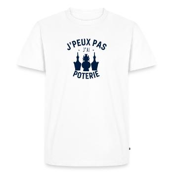 J'Peux pas j'ai Poterie - T-shirt Premium bio Homme - blanc - Devant - Nico (187cm)