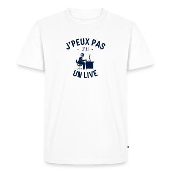 J Peux Pas J Ai Un Live - T-shirt Premium bio Homme - blanc - Devant - Nico (187cm)