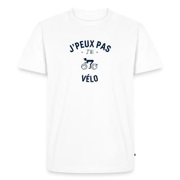 J peux pas j ai Vélo - T-shirt Premium bio Homme - blanc - Devant - Nico (187cm)