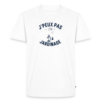 J peux pas j ai jardinage - T-shirt Premium bio Homme - blanc - Devant - Nico (187cm)