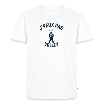 J peux pas j ai volley - T-shirt Premium bio Homme - blanc - Devant - Nico (187cm)
