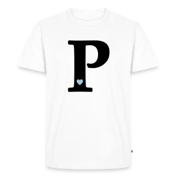 Lettre P Lettre initiale - T-shirt Premium bio Homme - blanc - Devant - Nico (187cm)