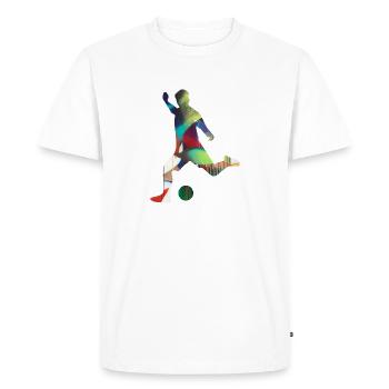 Football, footballeur, football, graffiti, bleu, coloré - T-shirt Premium bio Homme - blanc - Devant - Nico (187cm)