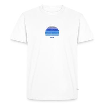 Rétro Alta Utah Coucher de soleil Plein air Fan Ski Ski - T-shirt Premium bio Homme - blanc - Devant - Nico (187cm)