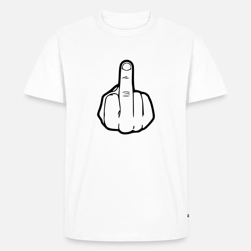 Mittelfinger - Männer Premium Bio T-Shirt - Weiß