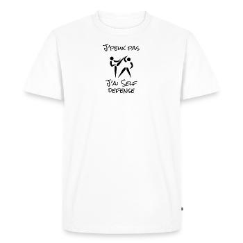 J'peux pas j'ai Self Defense - T-shirt Premium bio Homme - blanc - Devant - Nico (187cm)