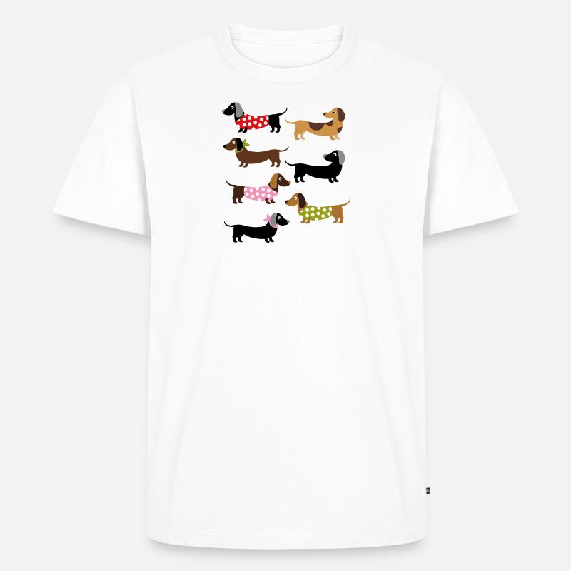 FARBENFROHE DACKEL - Männer Premium Bio T-Shirt - Weiß