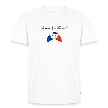 J'aime La France Croissant Gift Idea Frenkreich - Men's Premium Organic T-Shirt - white - Front - Nico (187cm)