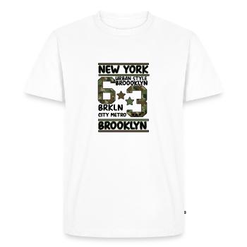Newyork Brooklyn - T-shirt Premium bio Homme - blanc - Devant - Nico (187cm)
