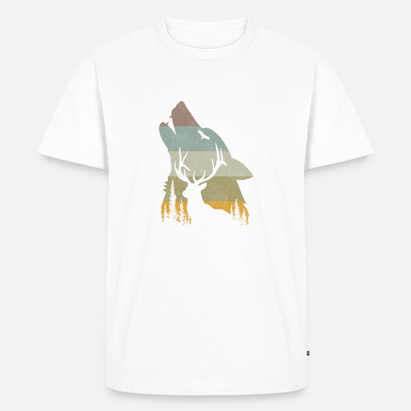 Wolf - Männer Premium Bio T-Shirt - Weiß