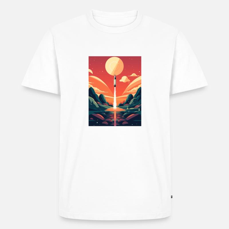 Rocket Launch Raketenstart - Männer Premium Bio T-Shirt - Weiß