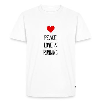 Paix, amour et course à pied - Jogging - Laufen - T-shirt Premium bio Homme - blanc - Devant - Nico (187cm)