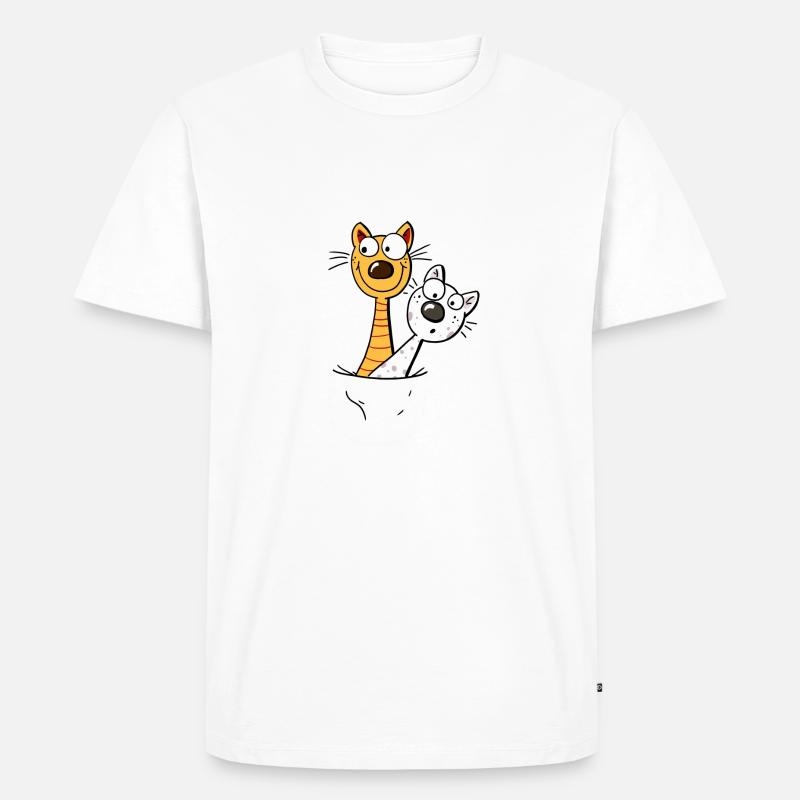 Due gatti divertenti Camicia - Cat - Kitten -Fun - Maglietta ecologica premium da uomo - bianco