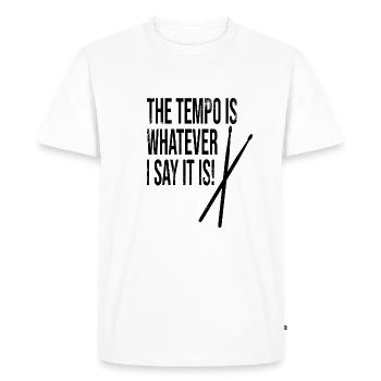 Le tempo est ce que je dis / baguettes - T-shirt Premium bio Homme - blanc - Devant - Nico (187cm)