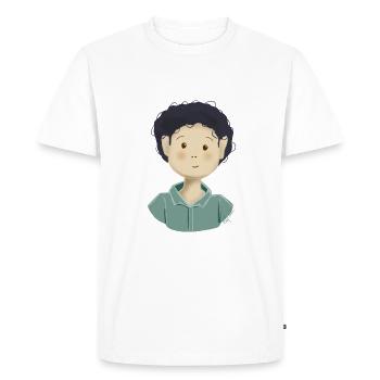 Petit garçon mignon cheveux frisés - T-shirt Premium bio Homme - blanc - Devant - Nico (187cm)