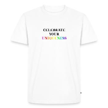Célébrez votre unicité idée cadeau LGBTQ+ - T-shirt Premium bio Homme - blanc - Devant - Nico (187cm)