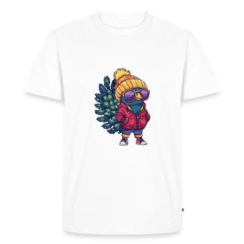 Peacock Bird Winter - Men's Premium Organic T-Shirt - white - Front - Nico (187cm)