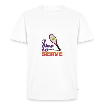 LIVES SERVE SLAVERY - Men's Premium Organic T-Shirt - white - Front - Nico (187cm)