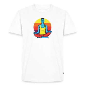 Méditation Femme Fille Mère Inde - T-shirt Premium bio Homme - blanc - Devant - Nico (187cm)