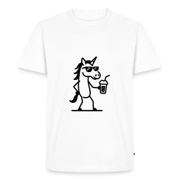 Unicorn Cool Drink - Men's Premium Organic T-Shirt - white - Front - Nico (187cm)