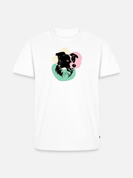 Border Collie Kopf 2 - Männer Premium Bio T-Shirt - Weiß