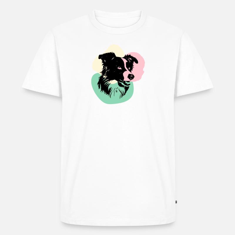 Border Collie Kopf 2 - Männer Premium Bio T-Shirt - Weiß