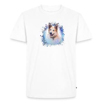 Chinook, dog, graffiti,blue,painting, - Men's Premium Organic T-Shirt - white - Front - Nico (187cm)