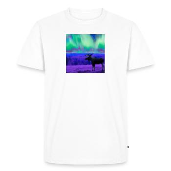 Moose looking at aurora borealis - Men's Premium Organic T-Shirt - white - Front - Nico (187cm)