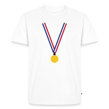 Médaille d'Or - France - T-shirt Premium bio Homme - blanc - Devant - Nico (187cm)