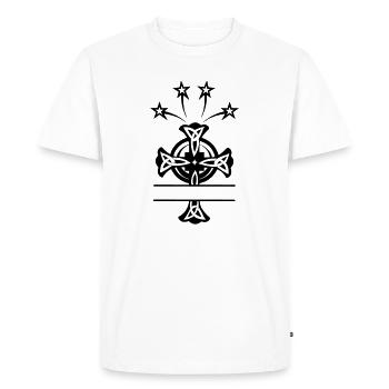 Monogramme de croix celtique quatre étoiles - T-shirt Premium bio Homme - blanc - Devant - Nico (187cm)