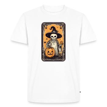 Carte squelette de sorcières de tarot à la citrouille - T-shirt Premium bio Homme - blanc - Devant - Nico (187cm)