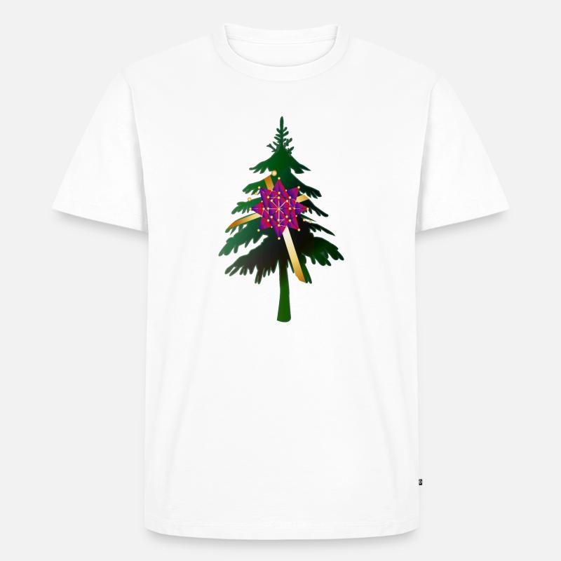 Christbaum oder Weihnachtsbaum & Geschenkschleife - Männer Premium Bio T-Shirt - Weiß