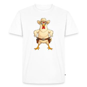 Poulet en position de l’Ouest - T-shirt Premium bio Homme - blanc - Devant - Nico (187cm)