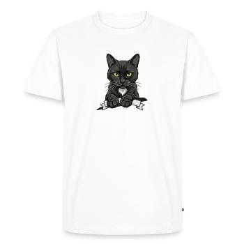Art de bannière du chat noir - T-shirt Premium bio Homme - blanc - Devant - Nico (187cm)