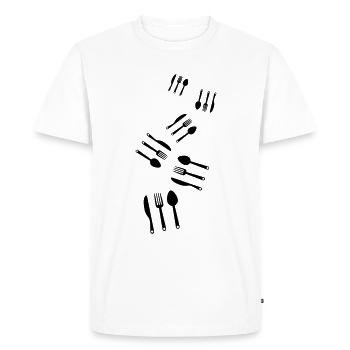 Couverts à la fourchette - T-shirt Premium bio Homme - blanc - Devant - Nico (187cm)