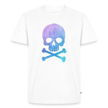Trendy & Cool Water Color Hipster Skull / Art - T-shirt Premium bio Homme - blanc - Devant - Nico (187cm)