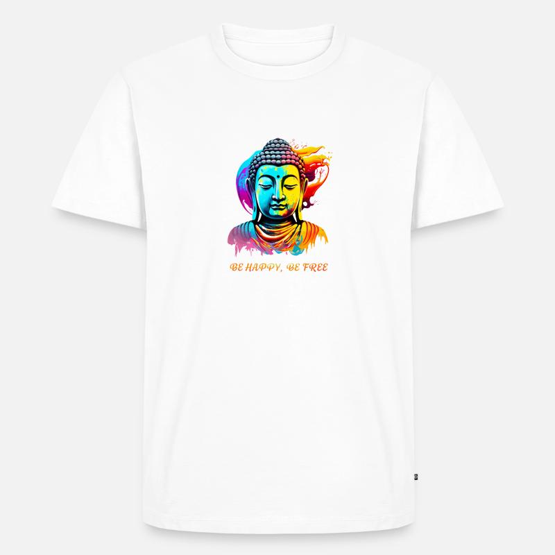 Buddha. Sei glücklich, sei frei - Männer Premium Bio T-Shirt - Weiß