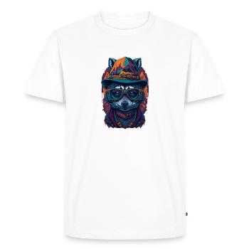 Mignon raton laveur avec chapeau et drôles de lunettes - T-shirt Premium bio Homme - blanc - Devant - Nico (187cm)