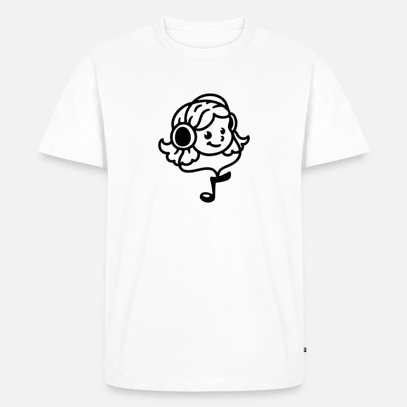 Mädchen Kopfhörer - line - Männer Premium Bio T-Shirt - Weiß