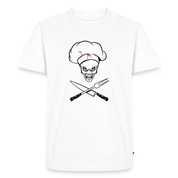 Cooking cook funny horror knife fork - Men's Premium Organic T-Shirt - white - Front - Nico (187cm)