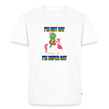 tortue sur licorne lgbt blindé rainbow - T-shirt Premium bio Homme - blanc - Devant - Nico (187cm)