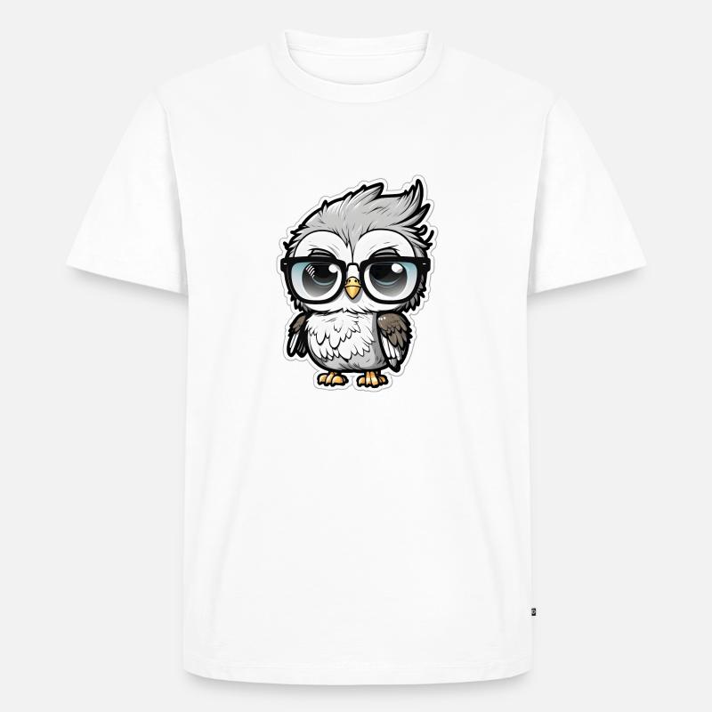 coole Eule mit Sonnenbrille - Männer Premium Bio T-Shirt - Weiß