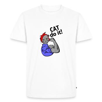 Cat can do it - Cats can do it all - Fun Satire - Men's Premium Organic T-Shirt - white - Front - Nico (187cm)