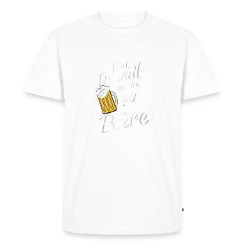 Tout travail mérite sa Bière - T-shirt Premium bio Homme - blanc - Devant - Nico (187cm)