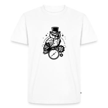 Steampunk owl and clock design - Men's Premium Organic T-Shirt - white - Front - Nico (187cm)