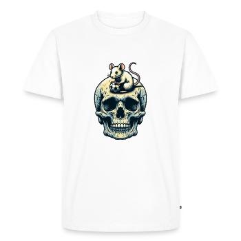 Skull with funny mouse and soccer ball - Men's Premium Organic T-Shirt - white - Front - Nico (187cm)