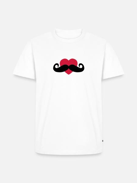 heart moustache / love moustache - Men's Premium Organic T-Shirt - white